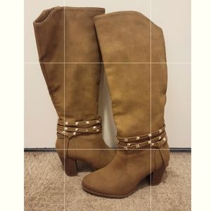 Womens brown suede heeled boots